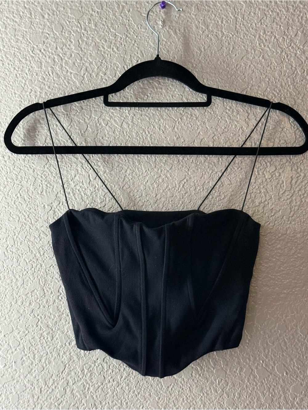 Joah Brown Sexy Black Corset Tank Small Bustier Spaghetti Strap Crop Top Sz Sm - Picture 4 of 7